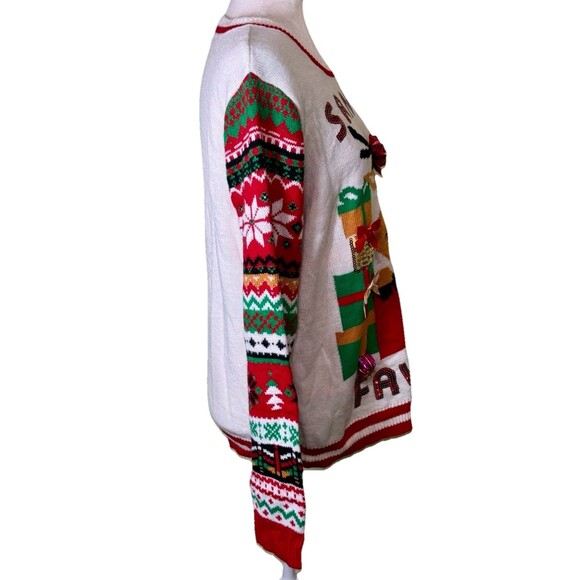 Women’s Ugly Christmas Sweater Santa’s Favorite Reindeer Presents Bows Size 2XL - Picture 4 of 8